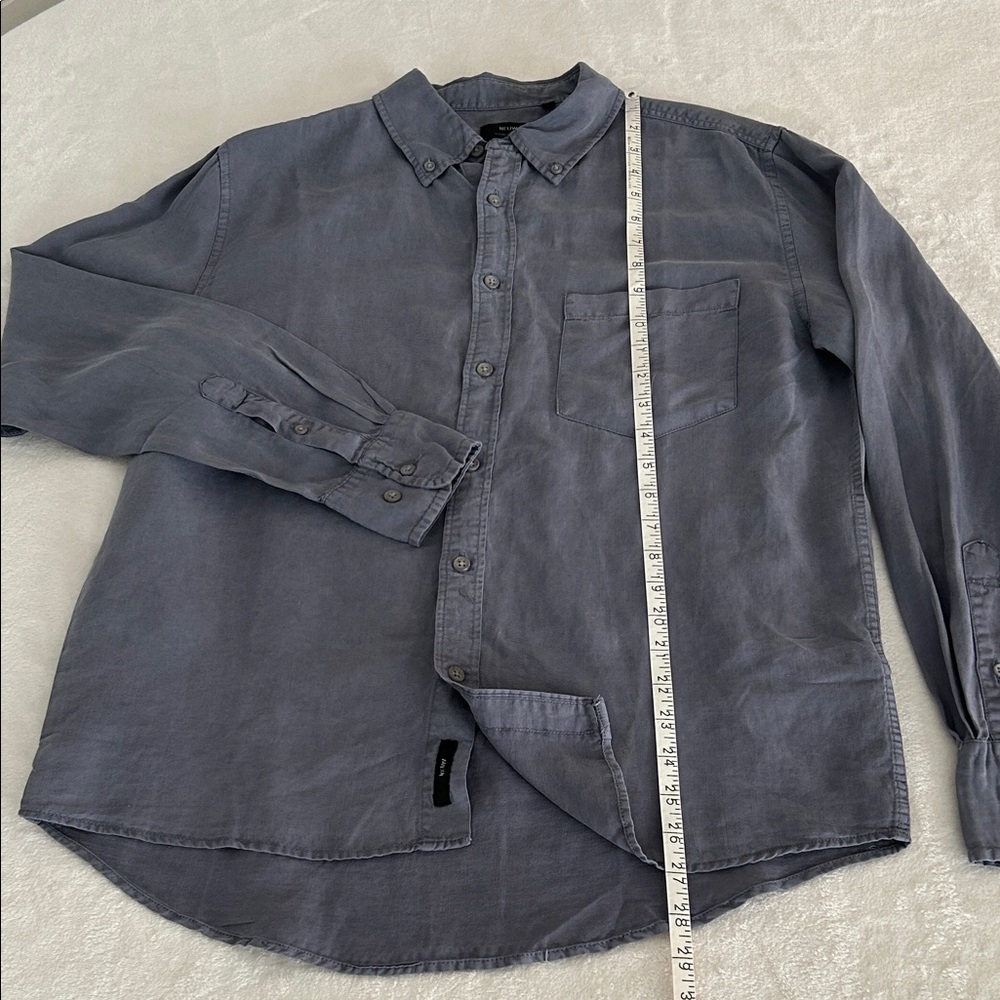 NEUW Steel Blue Linen Blend Casual Button-Down Shirt. Size small. - Picture 8 of 15